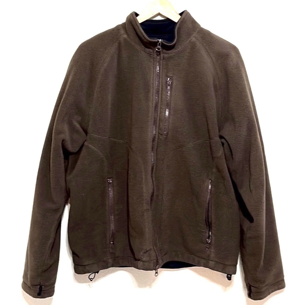VINTAGE Eddie Bauer Men Brown Wind Cutter Fleece Jacket Size L